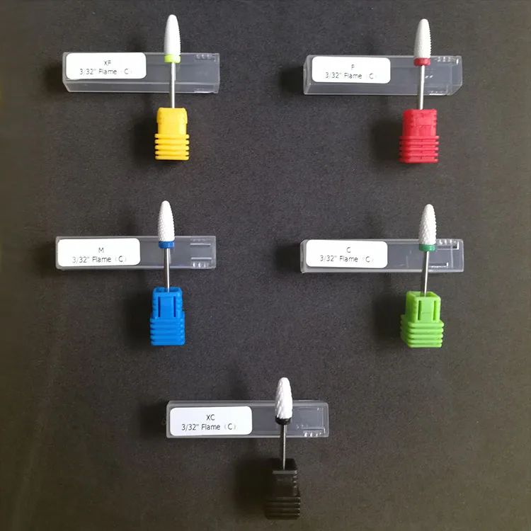 3/32 набор керамических сверл для ногтей, сверла для маникюра, набор сверл, педикюрные инструменты, очень мелкая и крупная расческа, Пламенный конус, набор бочек