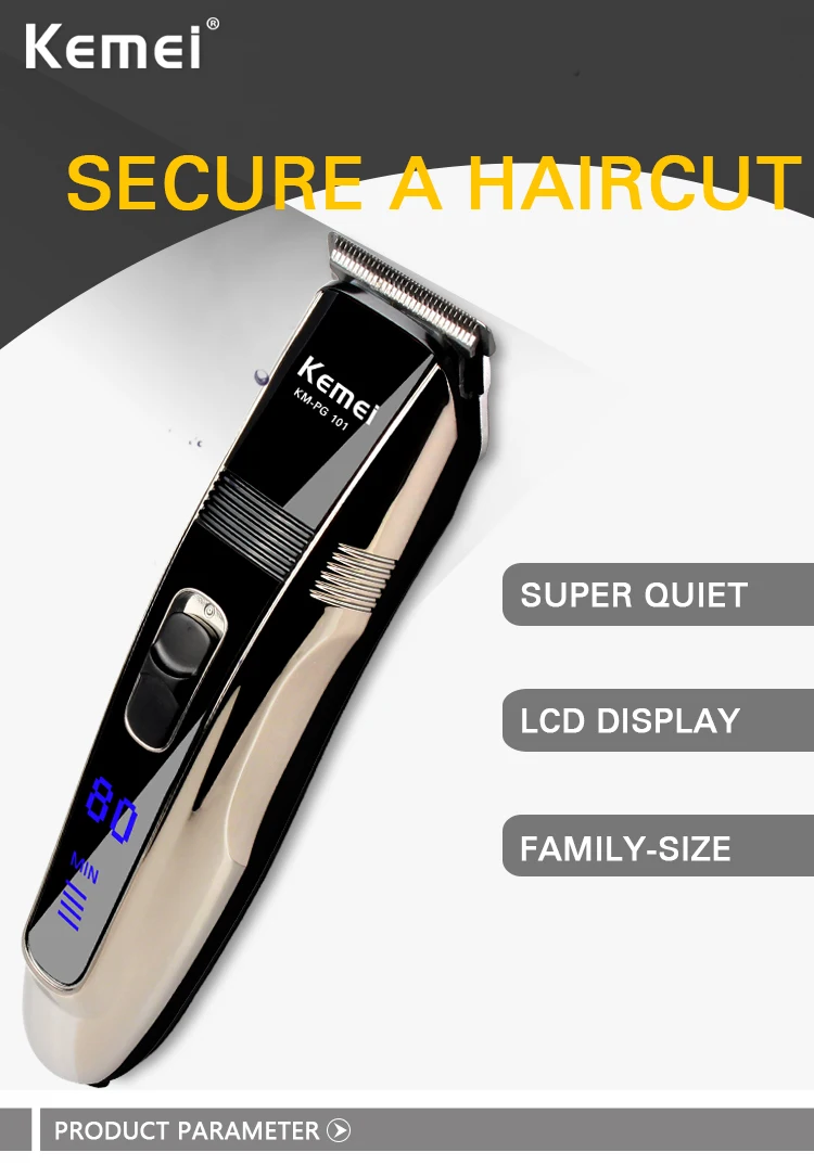 Aparador de Cabelo dos Homens Kemei Elétrico Recarregável Clipper Display Lcd Profissional Ferramentas Estilo Ajustáveis Aparador Cabelo Pg101 1 cabelo dos homens display lcd profissional ferramentas