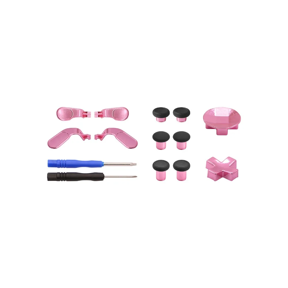 

12 in 1 Metal Mod Thumbsticks Joysticks, Paddles & Dpads with Open Tool for Xbox One Elite Controller (Pink)