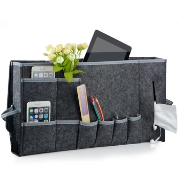 

Grey Felt Bedside Storage Bag Wardrobe Organizer Holder Bed Storage Pockets Magazine Pouch wall phone Holder Pocket 58*30*8cm