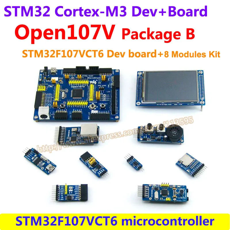 

STM32 Board STM32F107VCT6 STM32F107 Cortex-M3 STM32 Development Board(64KB RAM)+8pcs Accessory Modules=Open107V Package B