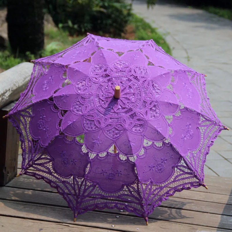 Family Garden Party Handmade Cotton Battenburg Lace Parasol Wedding Souvenirs Guests Decoration Umbrella