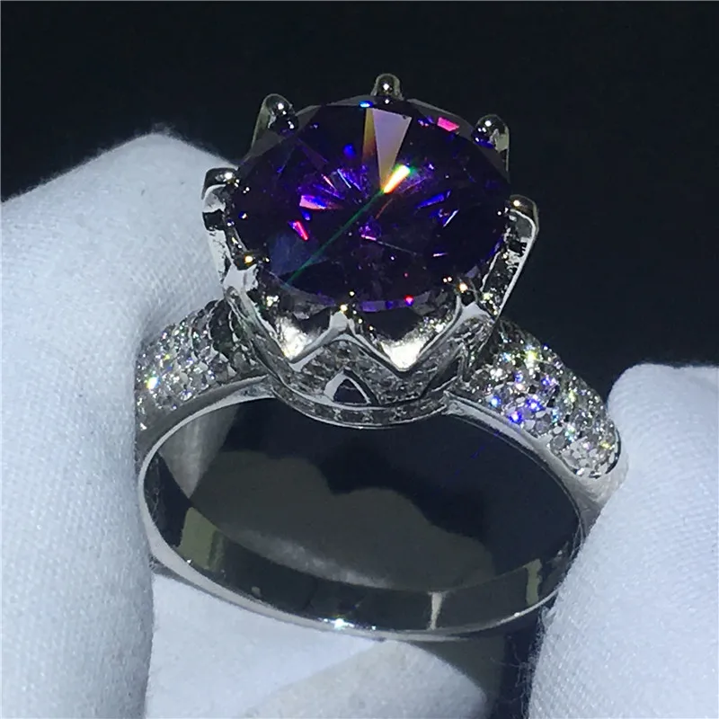 2 цвета Корона кольцо 925 пробы серебро 4ct AAAAA кубический цирконий обручальное