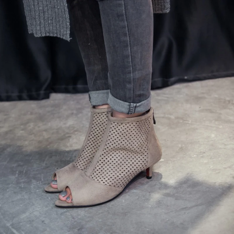 Retro Womens Low Heel Peep Toe Shoes 