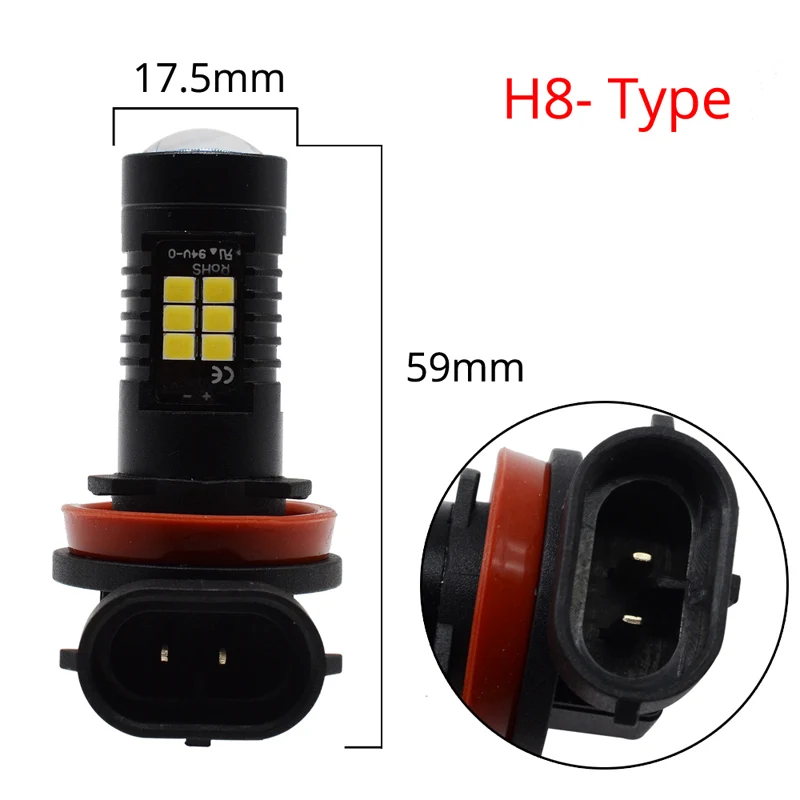 1 шт фара 9004 9005 9006 9007 H4 H7 H8 H10 H16 P13W R5W 3030 чипы 21 SMD 1260LM DRL 9~ 20V противотуманная фара в сборе - Испускаемый цвет: H8