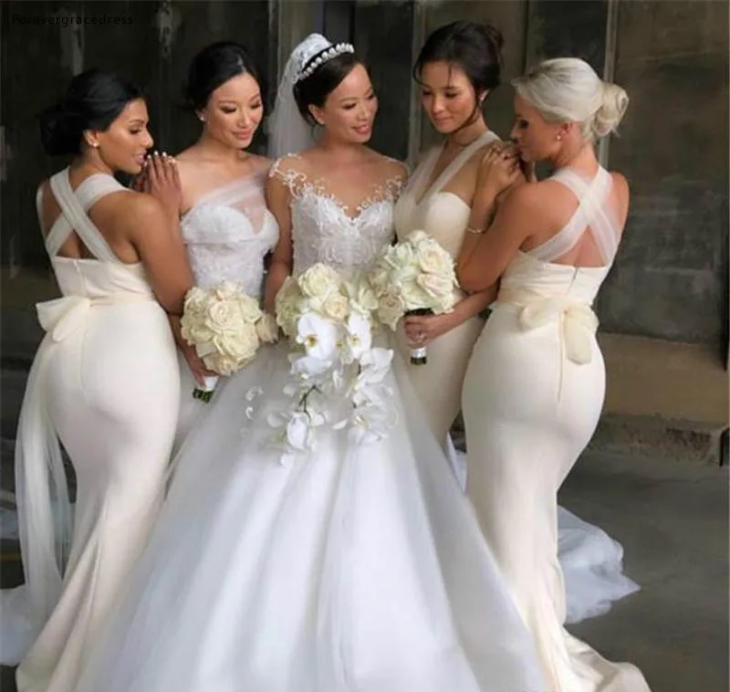 

Mermaid Bridesmaid Dresses 2019 New Sweetheart Backless Summer Country Garden Formal Wedding Party Guest Maid of Honor Gowns