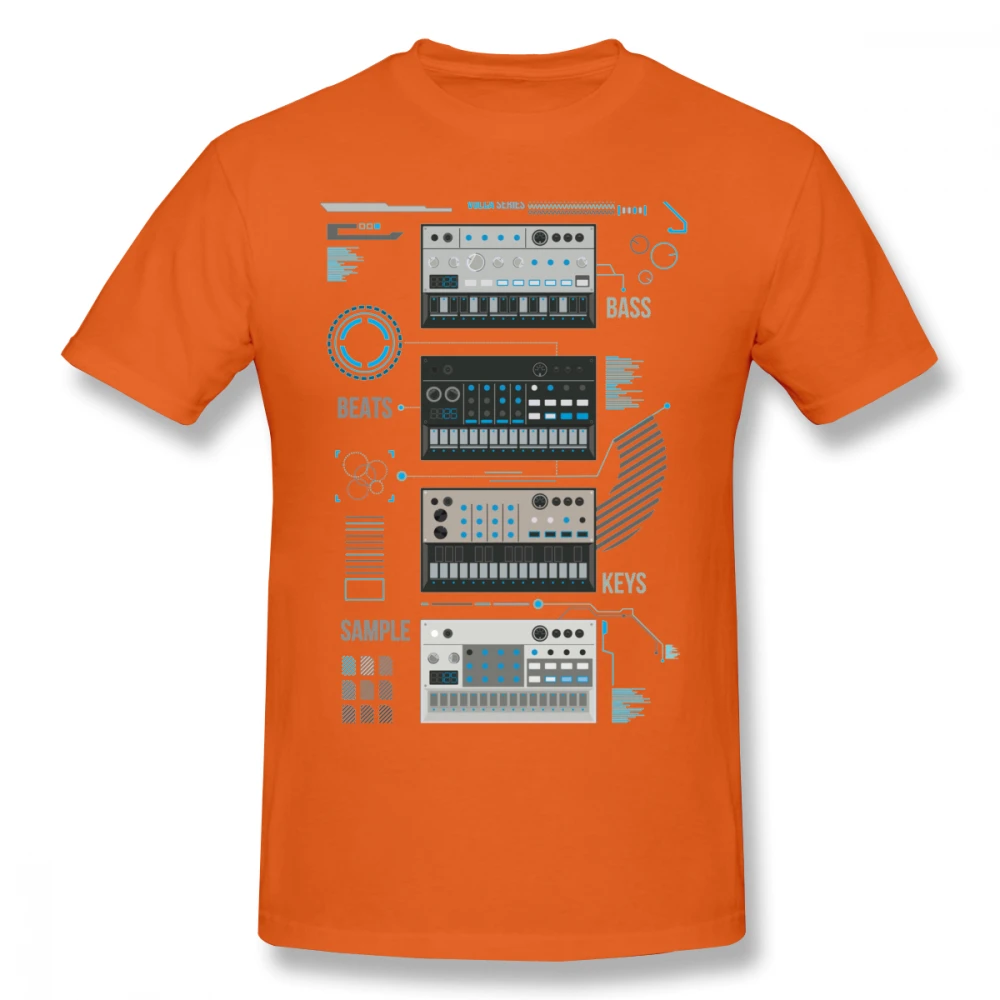 Для мужчин Korg Volca серии ключей Базовая синяя музыкальная футболка качественный принт рок-н-ролл круглый воротник S-6XL размера плюс футболка - Цвет: Оранжевый