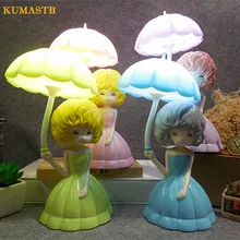 Мультяшный детский ночной Светильник принцессы, сенсорный, 3 передачи, диммируемая настольная лампа, светодиодный, перезаряжаемый, Luminaria de mesa, теплая прикроватная лампа