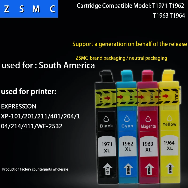 4 piezas Compatible epson 196 197 T1971 cartucho de tinta para epson wf2532  xp101 xp201 xp401 impresora|ink cartridge|ink cartridge for epsoncartridge  for epson - AliExpress