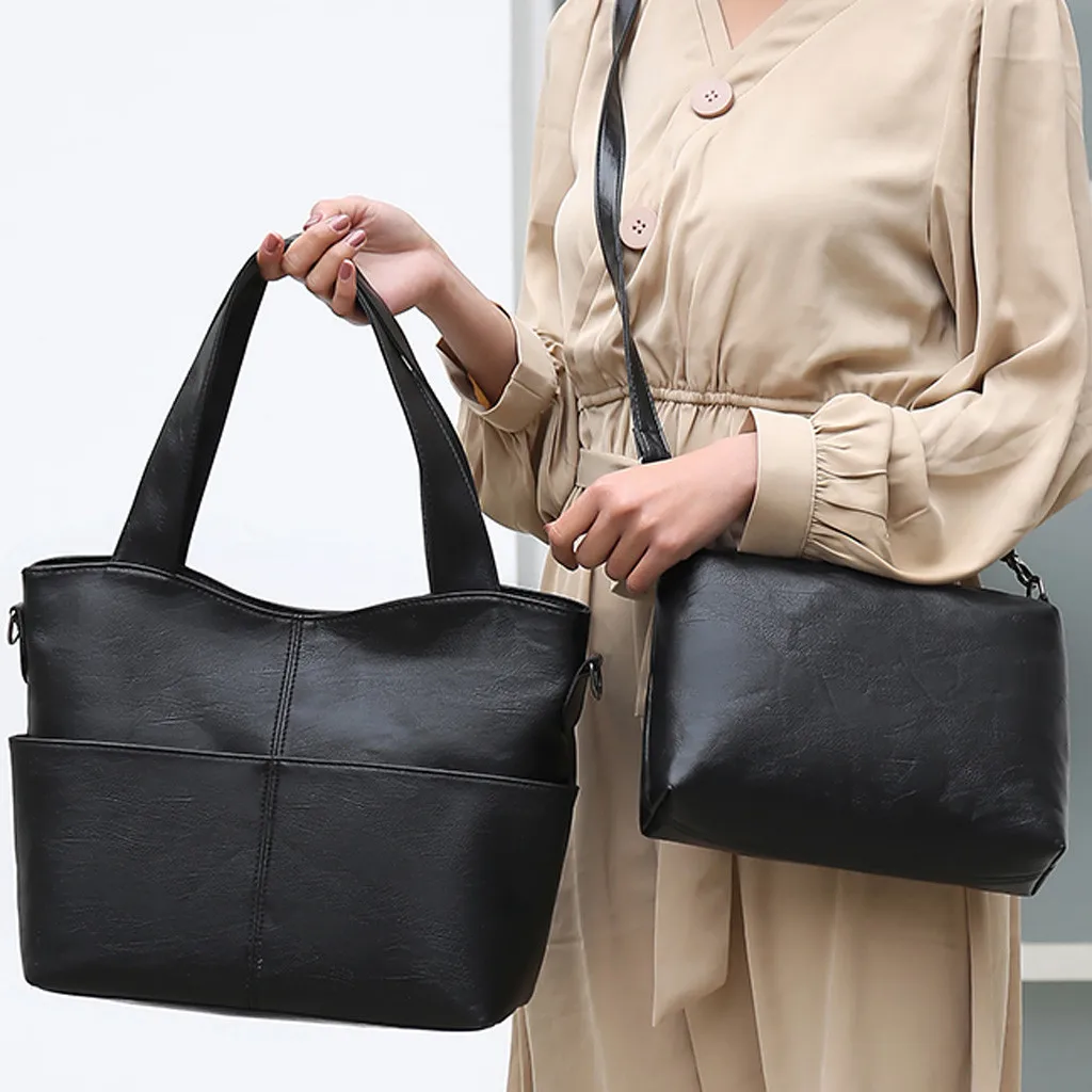 Кожаные сумки, большие женские сумки, высокое качество, повседневные женские сумки, одноцветные, Большая вместительная сумка на плечо, сумочка, May9