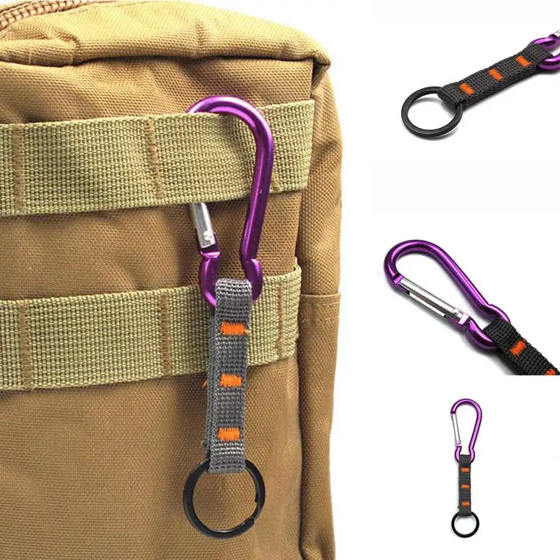 

Outdoor Camping Military Tactical Nylon Belt Metal Hanging Carabiner Backpack Hook Clasp Survival Gear Keychain outdoor Tools