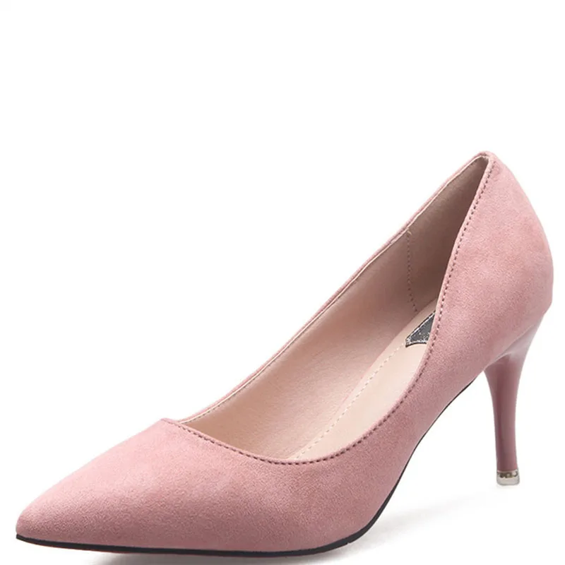

fashion suede tide ladies high heels fine with sexy pointy 2019 shallow mouth single shoes shoe bag set for party in women