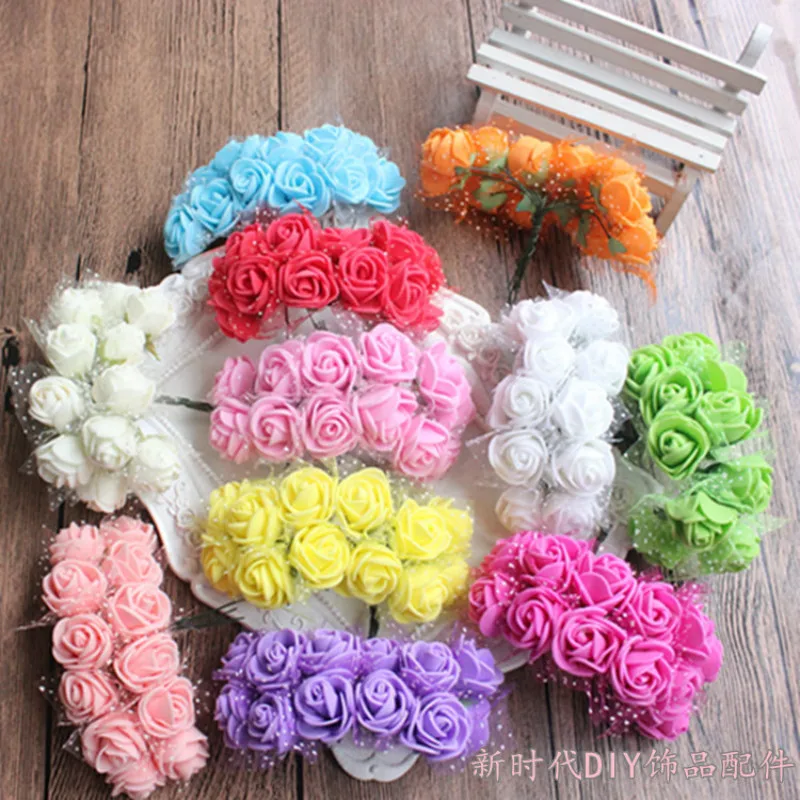 

12Pcs Mini Silk Roses Bouquet DIY Christmas Garlands Vases for Home Wedding Decoration Accessories Cheap Artificial Flowers. Q