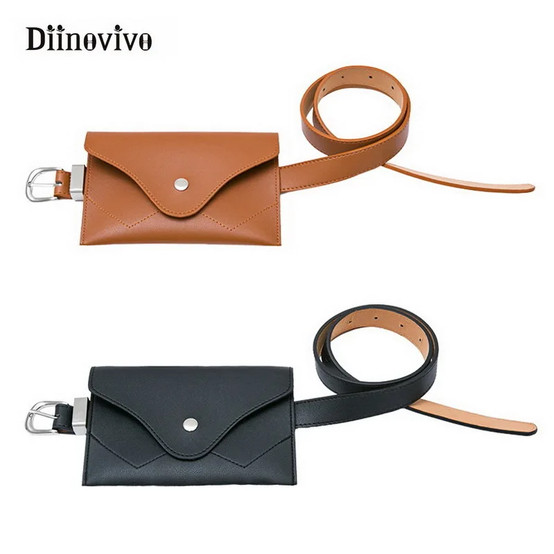

DIINOVIVO New Women Waist Bag Multifunction Fashion PU Leather Phone Bags Small Belt Handbag Korean Style Waist Pack WHDV0191