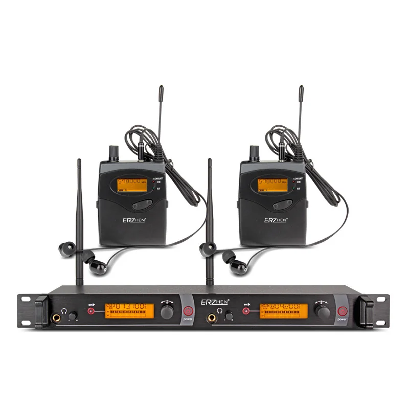 

2 Receivers Wireless Ear Monitor System, Professional Dual Transmitter Listening Back To The System EM2050 2 Channel