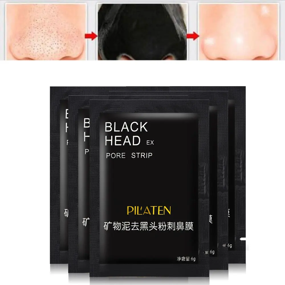 

50pcs/lot Black Mask PILATEN Tearing Style Deep Cleansing Purifying Peel Off Black Head Close Pores Facial Mask Head Pore Strips