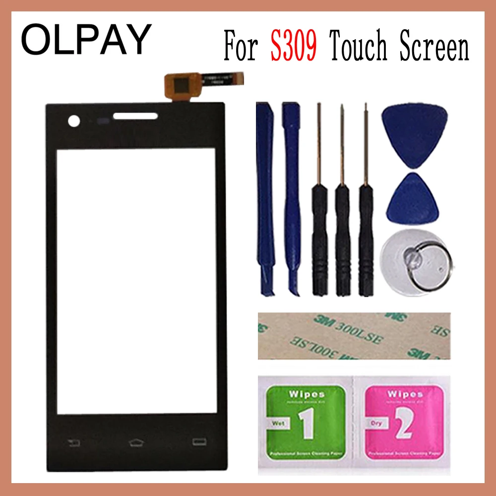 OLPAY 4,0 дюймов для philips S309 S 309 сенсорный экран дигитайзер панель передняя внешняя стеклянная линза сенсор Бесплатный клей+ салфетки