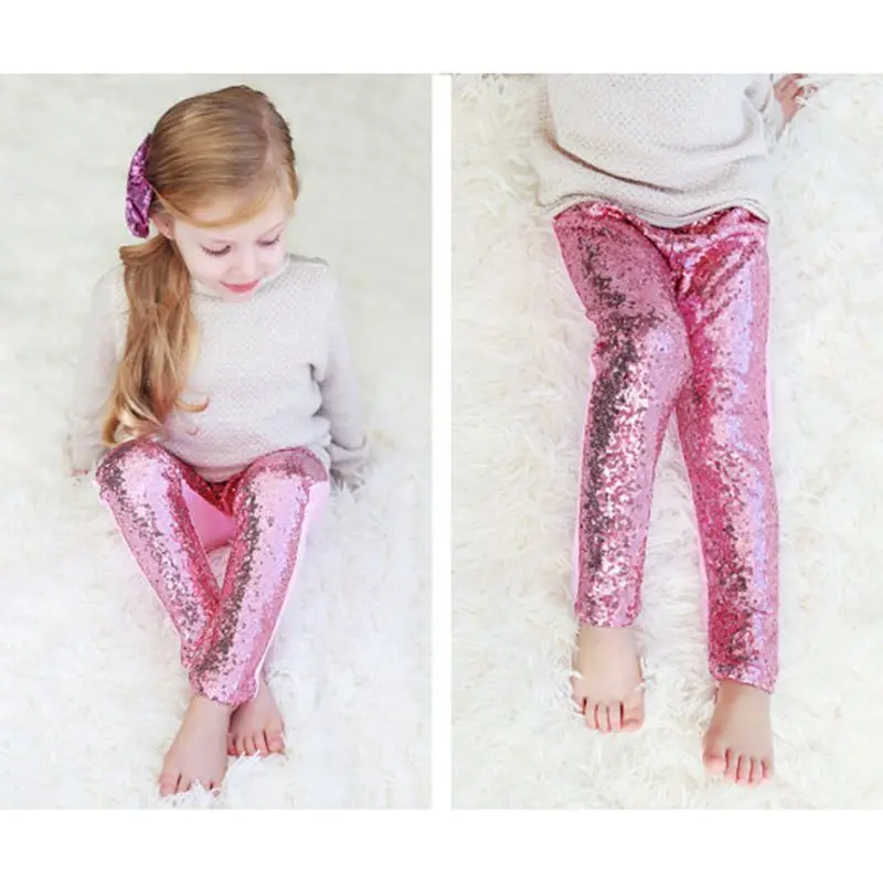 

Sequin Leggings For Girls Autumn Winter 2018 Cotton Pants For Girls Toddler Rainbow Gold Silver Red Pink Sequin Leggings
