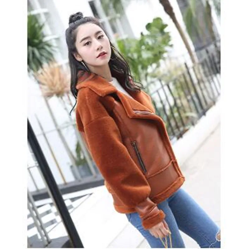 Extérieur Fourrure Manteau Épaisse Simple Chaud Femmes Laine Green Pzlcxh Une gray 2018 Grand Veste Sx72 black Survêtement Herbe Nouvelles Dark De caramel En Mode Mince Cuir Revers pink dqCdtP