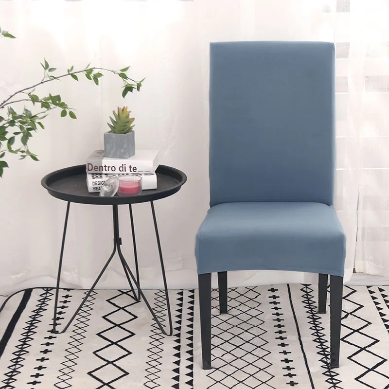 Одноцветное Цвет спандекс Съемная крышка стула для ужина, офиса, свадьбы, вечерние, ресторан, отель украшения дома fundas para sillas - Цвет: Blue-Gray