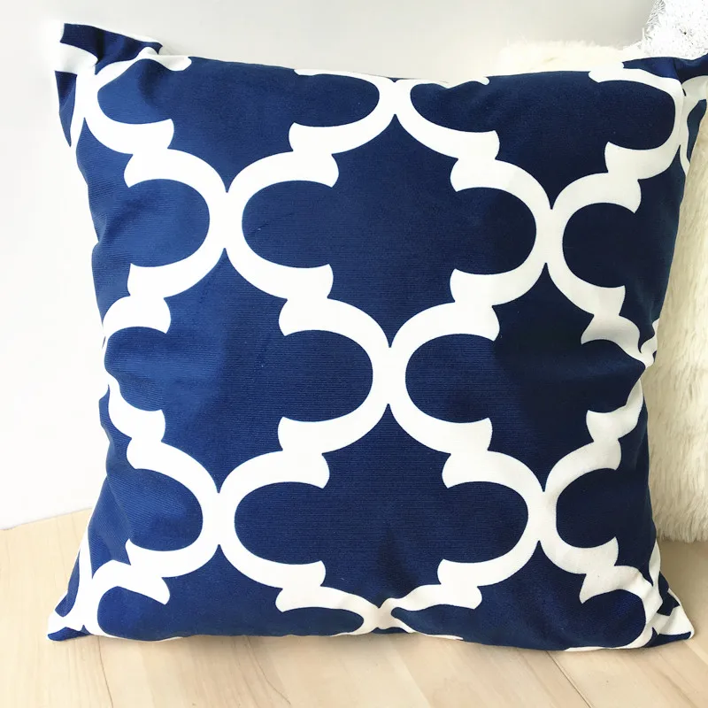 Темно-синий декоративный чехол для подушки домашний декор бархатное покрытие для подушки для дивана 45*45 см домашний декор геометрический чехол для подушки