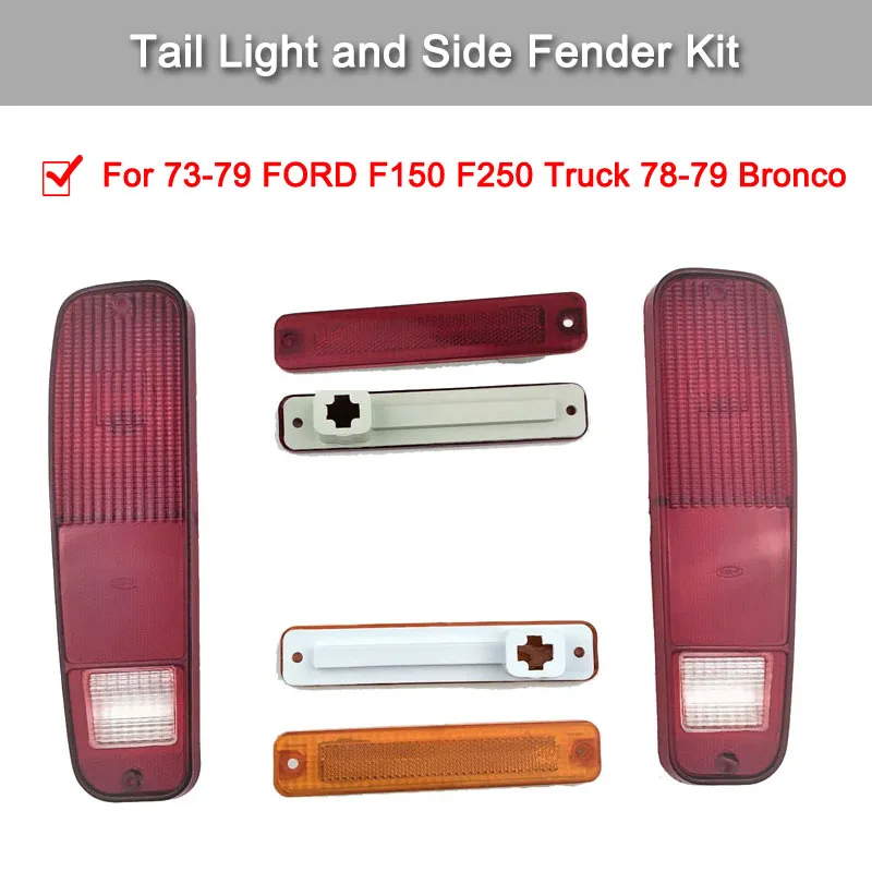 

6pc Tail Light Signal Lamp and Side Fender Kit For 73-79 FORD F-150 F150 F250 Truck 78-79 Bronco
