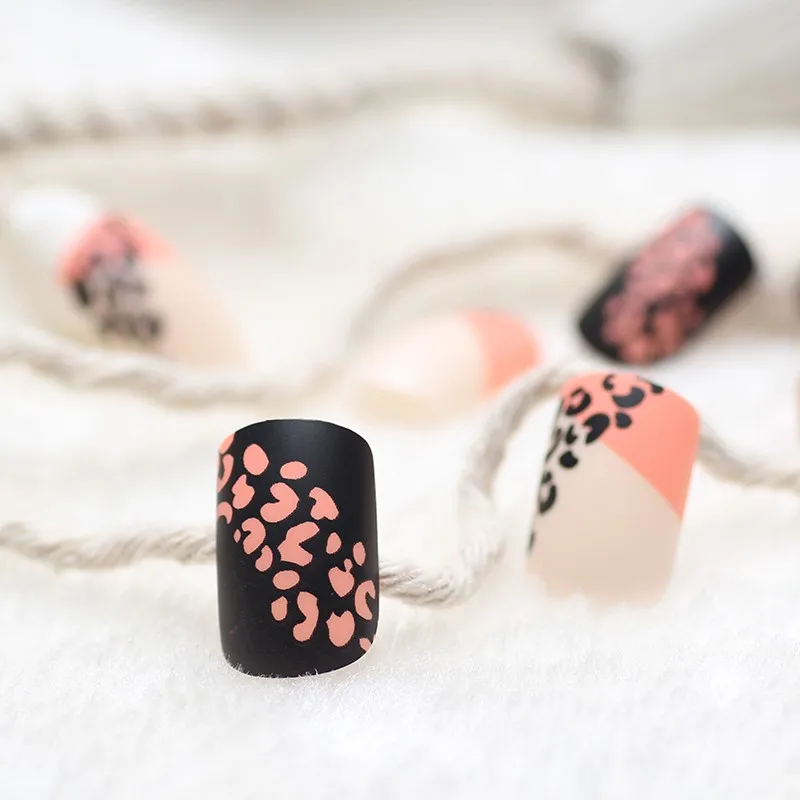 Модные матовые цветные ногти с леопардовым дизайном искусственный красочный матовый гвозди производство