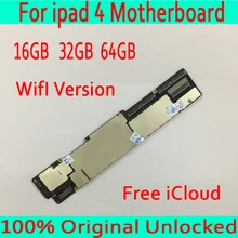 Wifi версия для iPad 4 материнская плата с системой IOS, 100% оригинал разблокирована для iPad 4 материнская плата с бесплатным iCloud, с полным чипом