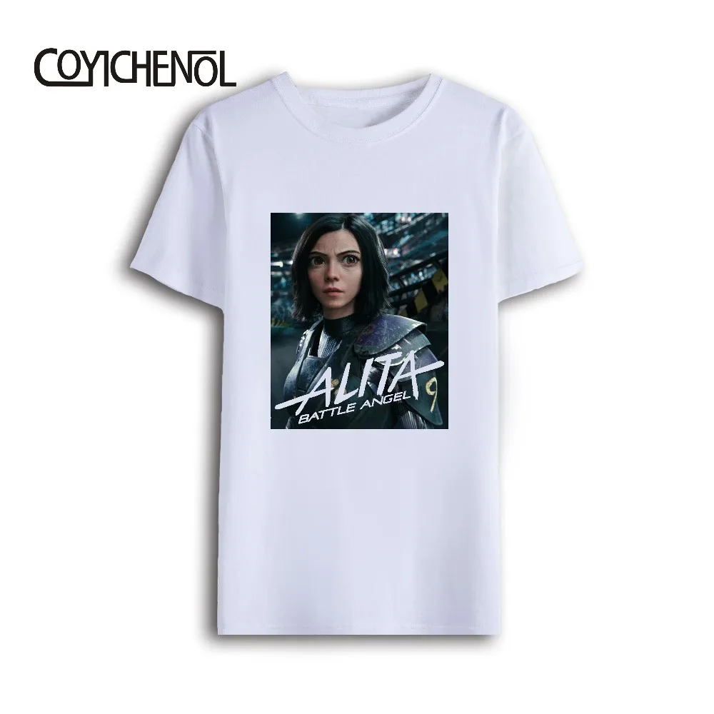 Модные модельные Топы Alita: Battle Angel с забавным дизайном футболка надписью и круглым