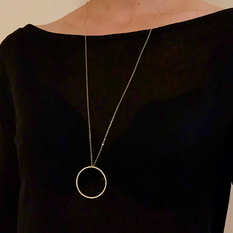 

Statement necklace Circle pendant necklace Long necklace jewelry XL153