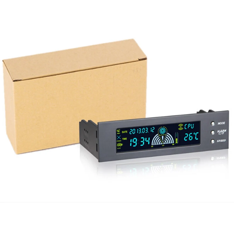 

Hot Sale 5.25' Computer Fan Controller PC Desktop Front Panel CPU Temperature Sensor LCD Digital Display Fan Speed Controller