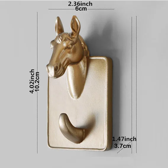 Asfull цвет черный/белый/золото голова животного крюк Смола ремесло ключ Кепка одежда коготь 3D Наклейка на стену с изображением животных декоративный крючок вешалка для украшения - Цвет: golden horse