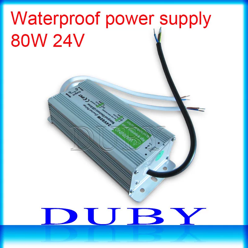

10piece/lot IP67 24V 3.3A 80W AC100-240V Input Electronic Waterproof Led Power Supply/ Led Adapter 24V 80W free fedex