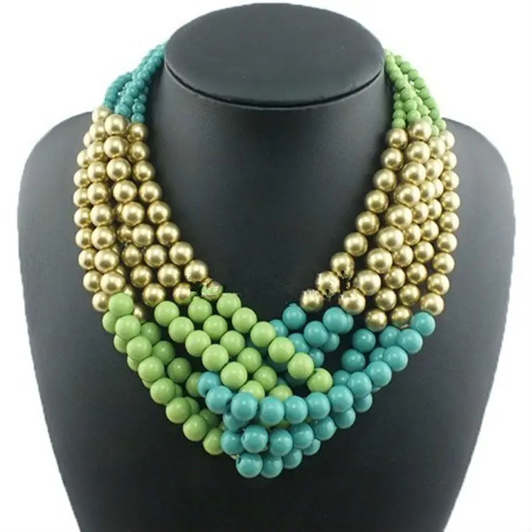 Fashion Jewelry 2017 Unique Multilayer Bubble Chunky Beads Choker Fashion Jewelry 2017 Unique Multilayer Bubble Chunky Beads Choker Statement Necklace Handmade For Women Xl006 In Necklaces From