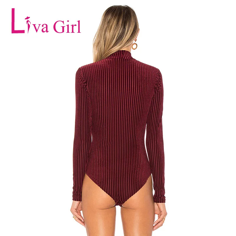 LIVA GIRL Женский бархатный облегающий костюм 2019 Весна длинный рукав воротник стойка