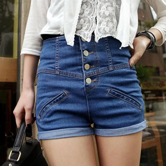 

2019 Womens Girl Denim High Waist Lady Shorts Jeans Pants Vintage Cuffed 3.18