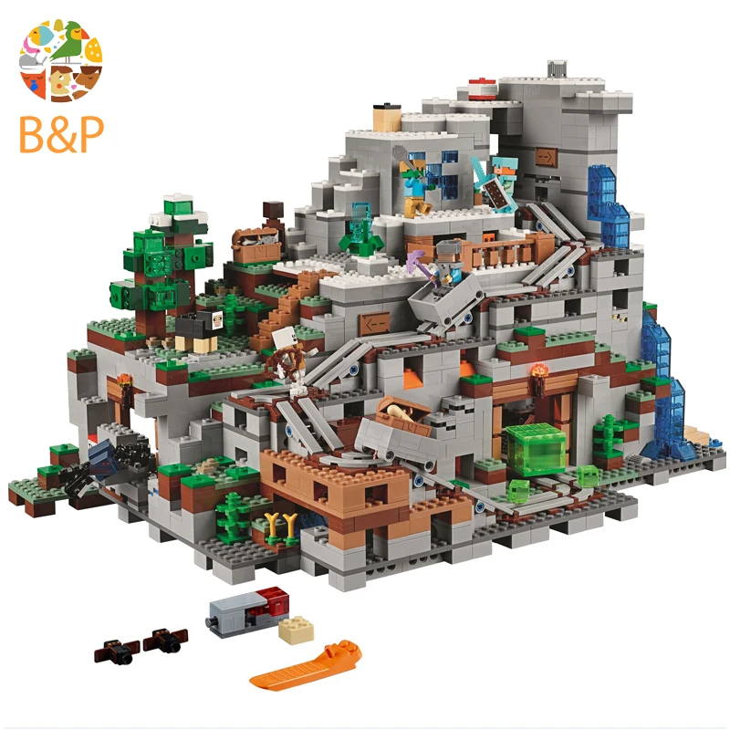 

legoing 21137 My worlds Series The Mountain Cave Model Building Block Brick Toys For Children Miniecraft Lepin 18032