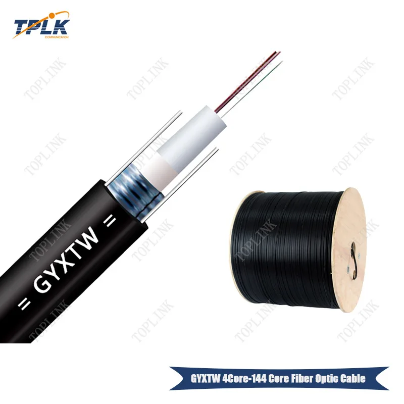 GYXTW 144 ядро FTTH волоконный кабель 500 м/рулон открытый со стальным силовым элементом внутри волоконного кабеля 144 ядро GYXTW SM Черный