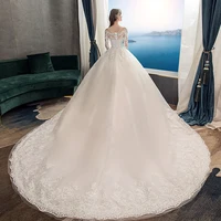 2023 Full Sleeve Muslim Lace Wedding Dresses With Big Train New Luxury Ball Gown Wedding Dress Vestido De Noiva - Image 4