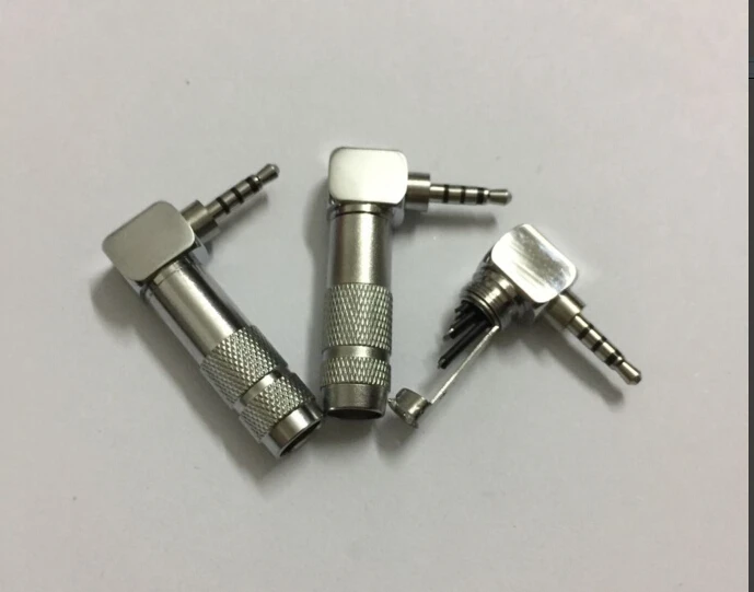 Copper Rhodium Plated 2 5mm 4Pole 90 Degree L shape Repair Headphone Jack Plug Cable Solder 20pcs free shippig