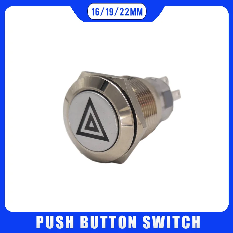 Hazard Warning Indicator Light Switch Button 16mm 19mm 22mm Metal Push Button Switch 12v 24v