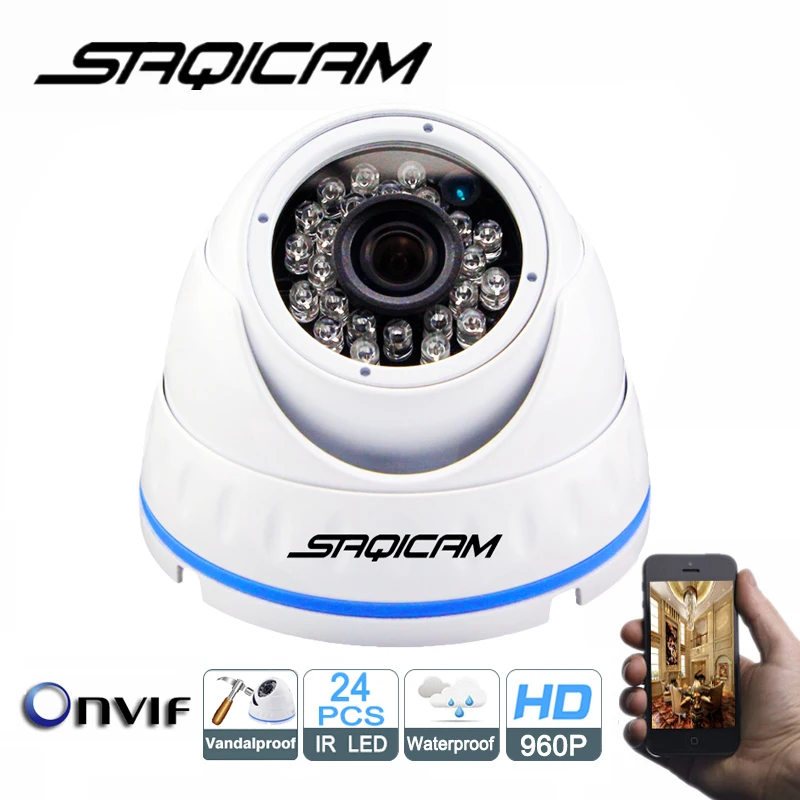 Saqicam CCTV IP камера 1280*960 25 кадров в секунду 960 P купольная камера IP наружная внутренняя Vandalproof ONVIF 24 шт. IR светодиодный Встроенный IR-CUT