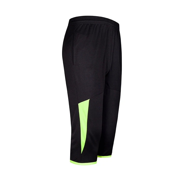 Мужские футбольные тренировочные штаны, футбольные укороченные штаны 3/4, мужские спортивные штаны для бега, фитнеса, спортивные брюки на молнии, спортивные брюки с карманами FT56 - Цвет: 9703 green