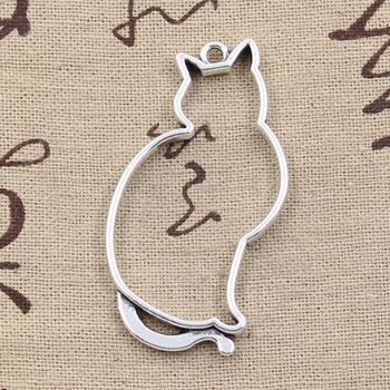 

3pcs Charms Hollow Cat Silhouette 53x27mm Antique Making Pendant fit,Vintage Tibetan Bronze Silver color,DIY Handmade Jewelry