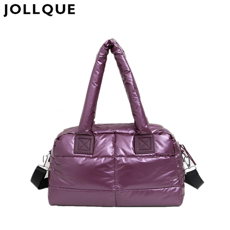 

Jollque 2017 New Winter Brand Women's Handbag High Quality Big Capacity Shoulder Bag Light Warm Lady's Space Cotton Bag
