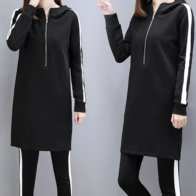 SILVERCELL/осенние женские комплекты, тонкая толстовка с длинными рукавами и штаны, черные повседневные женские комплекты больших размеров