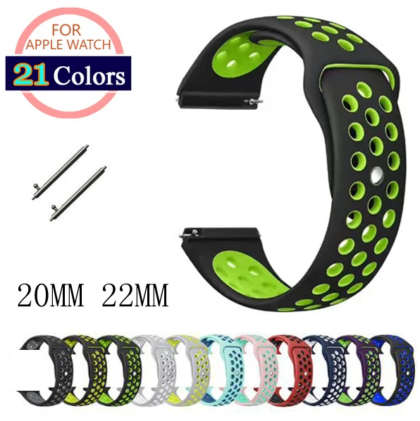 

22mm 20mm huami amazfit bip huawei gt 2 Silicone For Samsung Gear sport S3 s2 Classic Frontier galaxy watch 42mm 46mm strap