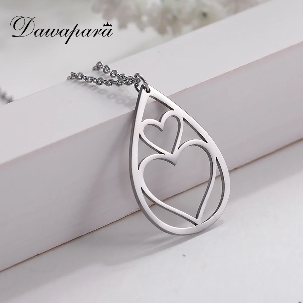 

Dawapara Fashion Trendy Necklace Lovers' Link Chain Stainless Steel Pendant Necklaces Jewlery