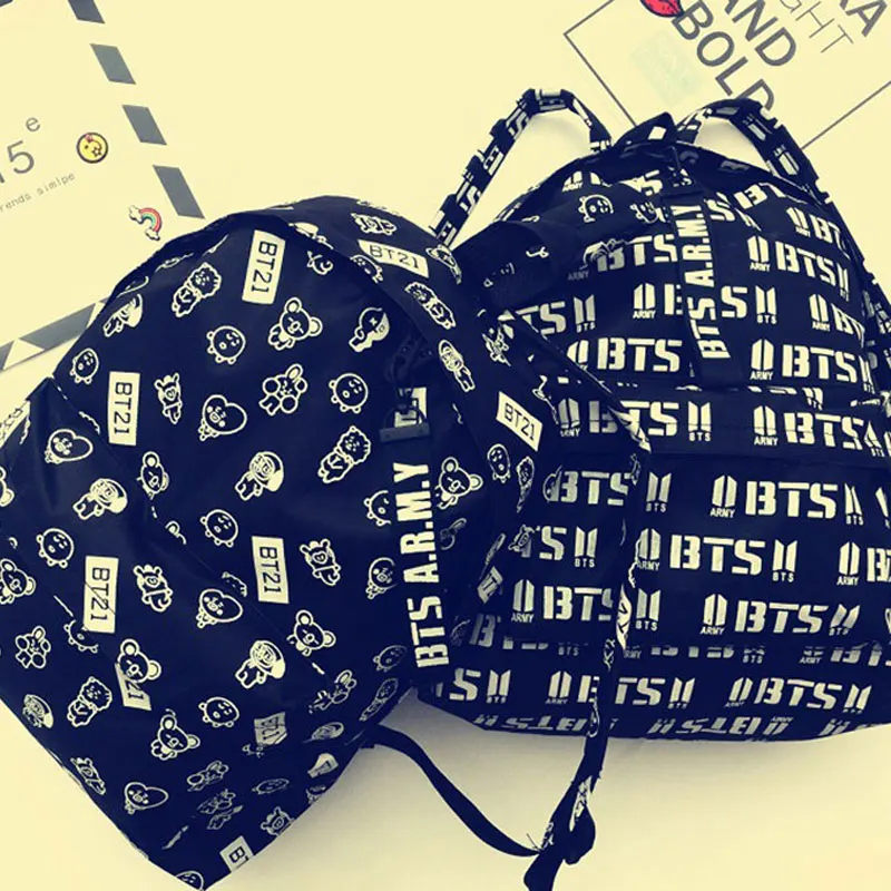 

New Mochila ARMY BTS Backpack Korea Style Fashion BT21 Bangtan Boys GOT7 WANNA ONE Student School Bags Travel Bag Rugtas Jimin