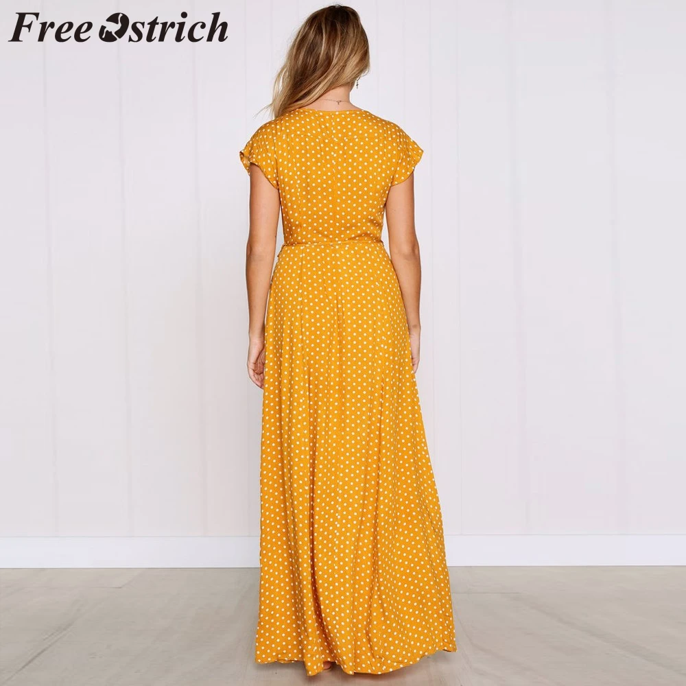 Женское длинное платье в горошек Boho летнее пляжное макси во французском стиле